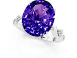 White gold Oval Cut Tanzanite Solitaire Twisted Band with Round  Accents and Prong Setting_13