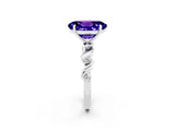 White gold Oval Cut Tanzanite Solitaire Twisted Band with Round  Accents and Prong Setting_14