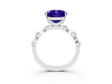 White gold Oval Cut Tanzanite Solitaire Twisted Band with Round  Accents and Prong Setting_15