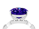 White gold Oval Cut Tanzanite Solitaire Twisted Band with Round  Accents and Prong Setting_16