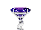 White gold Oval Cut Tanzanite Solitaire Twisted Band with Round  Accents and Prong Setting_17
