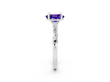 White gold Oval Cut Tanzanite Solitaire with Side Baguettes and Channel Set Band_2
