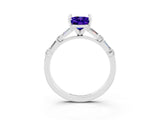 White gold Oval Cut Tanzanite Solitaire with Side Baguettes and Channel Set Band_3