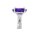 White gold Oval Cut Tanzanite Solitaire with Side Baguettes and Channel Set Band_5