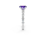 White gold Oval Cut Tanzanite Solitaire with Side Stones, Pave Band, Four-Prong Setting_38