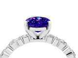 White gold Oval Cut Tanzanite Solitaire with Side Stones, Pave Band, Four-Prong Setting_40