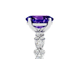 White gold Oval Cut Tanzanite Solitaire with Side Stones, Pave Band, Four-Prong Setting_41