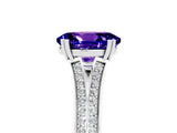 White gold Oval Cut Tanzanite Split Shank Engagement Ring with Pavé Band_5