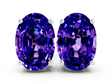 White gold Oval Cut Tanzanite Stud Earrings_42