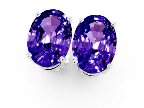 White gold Oval Cut Tanzanite Stud Earrings_43