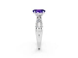 White gold Oval Cut Tanzanite Three-Stone Ring with Pavé Split Shank and Four-Prong Setting_14