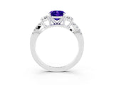 White gold Oval Cut Tanzanite Three-Stone Ring with Pavé Split Shank and Four-Prong Setting_15