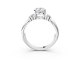 White gold Oval Cut Three-Stone Channel Set Ring with Bar Prongs_105