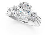 White gold Oval Cut Three-Stone Channel Set Ring with Bar Prongs_113