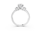 White gold Oval Cut Three-Stone Diamond Pavé Band with Prong Setting_19