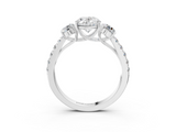 White gold Oval Cut Three-Stone Diamond Pave Band with Prong Setting_108