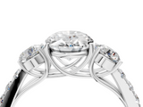 White gold Oval Cut Three-Stone Diamond Pave Band with Prong Setting_109