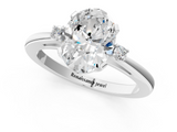 White gold Oval Cut Three-Stone Solitaire Ring with Round Accent Diamonds and Four-Prong Setting_59