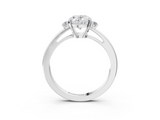 White gold Oval Cut Three-Stone Solitaire Ring with Round Accent Diamonds and Four-Prong Setting_61