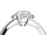 White gold Oval Cut Three-Stone Solitaire Ring with Round Accent Diamonds and Four-Prong Setting_62
