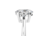 White gold Oval Cut Three-Stone Solitaire Ring with Round Accent Diamonds and Four-Prong Setting_62