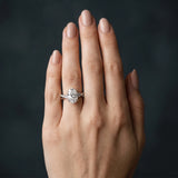 White gold Oval Cut Twist Band Solitaire Diamond Ring with Pavé Setting_12