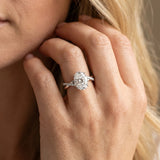 White gold Oval Cut Twist Band Solitaire Diamond Ring with Pavé Setting_14