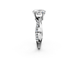 White gold Oval Cut Twist Band Solitaire Diamond Ring with Pavé Setting_40