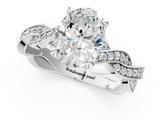 White gold Oval Cut Twisted Pavé Band Solitaire Ring with Four-Prong Setting_105