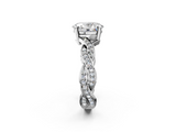 White gold Oval Cut Twisted Pavé Band Solitaire Ring with Four-Prong Setting_106