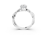 White gold Oval Cut Twisted Pavé Band Solitaire Ring with Four-Prong Setting_107