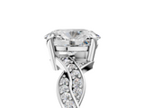 White gold Oval Cut Twisted Pavé Band Solitaire Ring with Four-Prong Setting_109