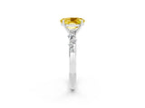 White gold Oval Cut Yellow Sapphire Cluster Side Stone Solitaire Ring with Prong Setting_50