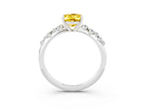 White gold Oval Cut Yellow Sapphire Cluster Side Stone Solitaire Ring with Prong Setting_51