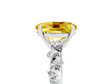 White gold Oval Cut Yellow Sapphire Cluster Side Stone Solitaire Ring with Prong Setting_53