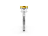 White gold Oval Cut Yellow Sapphire Engagement Ring with Milgrain Channel Set Band and Prong Setting_26