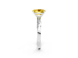 White gold Oval Cut Yellow Sapphire Engagement Ring with Side Stone Accents and Four-Prong Setting_38