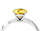 White gold Oval Cut Yellow Sapphire Engagement Ring with Side Stone Accents and Four-Prong Setting_40