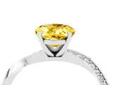 White gold Oval Cut Yellow Sapphire Engagement Ring with Side Stone Accents and Four-Prong Setting_55