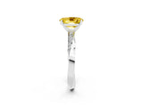 White gold Oval Cut Yellow Sapphire Engagement Ring with Side Stone Accents and Four-Prong Setting_86