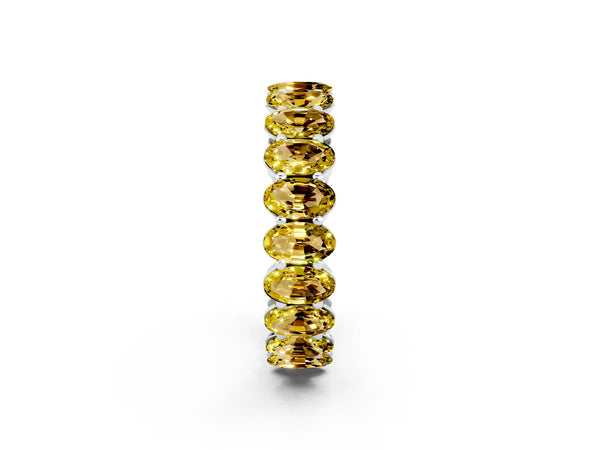 White gold Oval Cut Yellow Sapphire Eternity Band with Shared Prong Setting