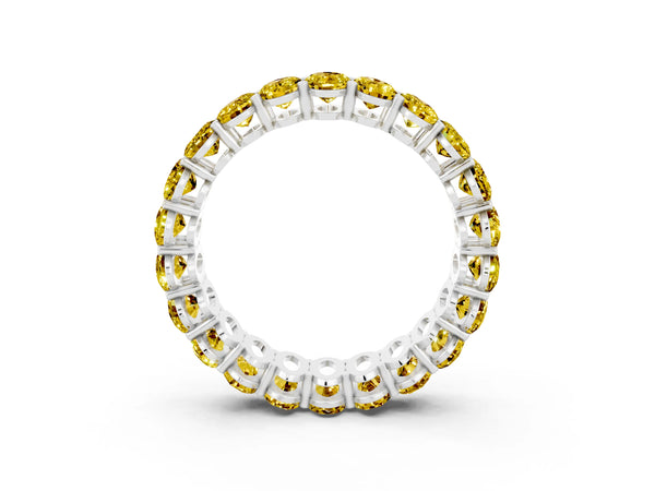 White gold Oval Cut Yellow Sapphire Eternity Band with Shared Prong Setting