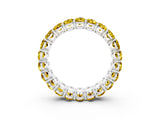 White gold Oval Cut Yellow Sapphire Eternity Band with Shared Prong Setting_15