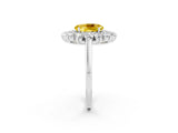 White gold Oval Cut Yellow Sapphire Floral Double Halo Engagement Ring with Prong Setting_38