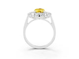 White gold Oval Cut Yellow Sapphire Floral Double Halo Engagement Ring with Prong Setting_39