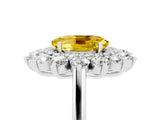 White gold Oval Cut Yellow Sapphire Floral Double Halo Engagement Ring with Prong Setting_41