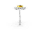 White gold Oval Cut Yellow Sapphire Floral Double Halo Engagement Ring with Prong Setting_86