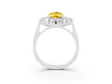 White gold Oval Cut Yellow Sapphire Floral Double Halo Engagement Ring with Prong Setting_87