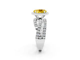 White gold Oval Cut Yellow Sapphire Halo Ring with Round Split Shank and Prong Setting_74