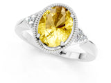 White gold Oval Cut Yellow Sapphire Halo Ring with Tapered Band and Four-Prong Setting_1